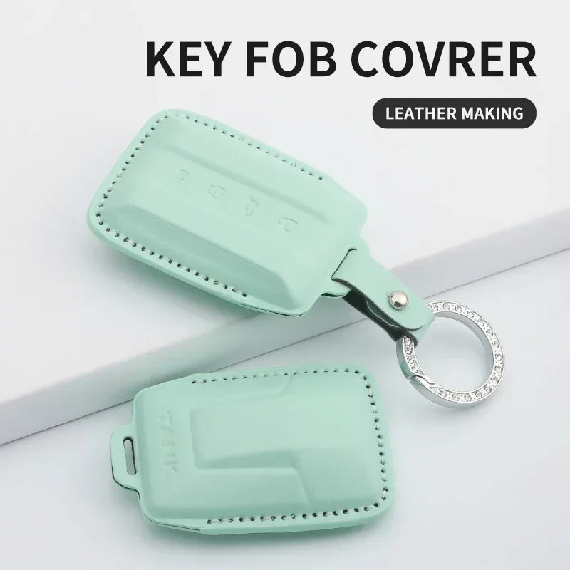 

Leather Car Smart Remote Key Case Cover Shell Key Bag For Great Wall GWM WEY TANK 300 500 Tank300 Tank500 Keychain Accessories