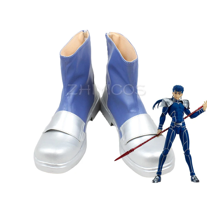 New Fate/Extra Stay Night Lancer Cosplay Shoes Chulainn PU Leather Boots Halloween Carnival Party Shoes Zipper Size 35-45