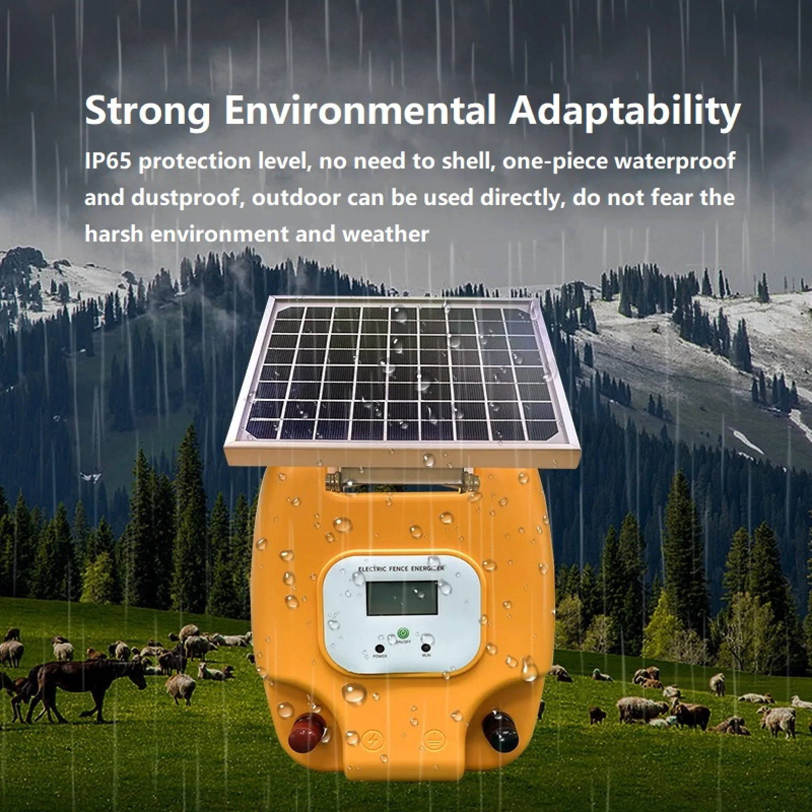 Solar Electric Fence Charger 6.2 Miles Range 1.5 Joules Energizer in Lithium Battery 8W Solar Panel for Livestock Poultry Pet