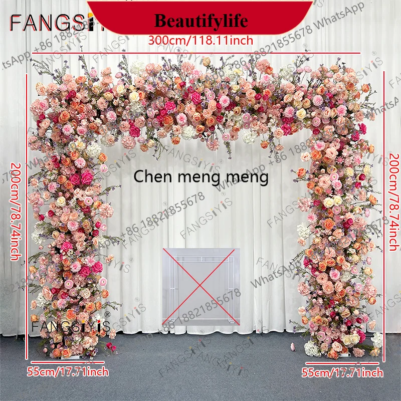 

z183 Light pink Rose Hydrangea Arrangement Floral Outdoor Wedding Backdrop Flower Arch Frame Decor Event Table Sofa Runner Flowe