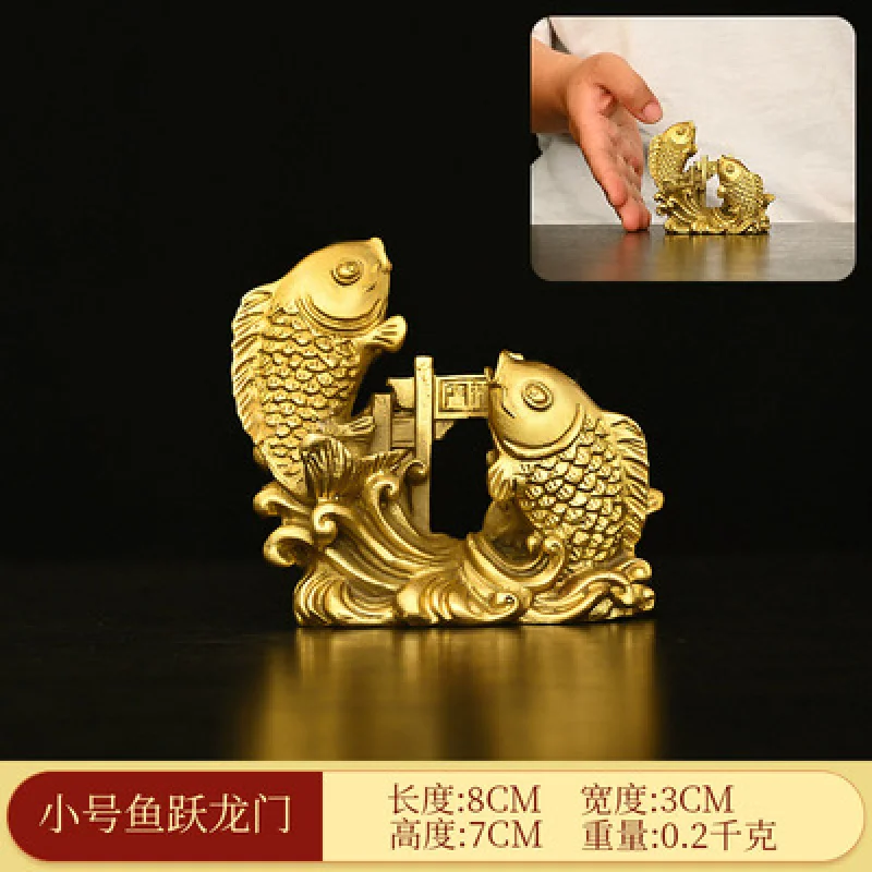 Brass Carp Leaping Over Dragon Gate Ornament Yearly Fish Home Decoration Craft Display
