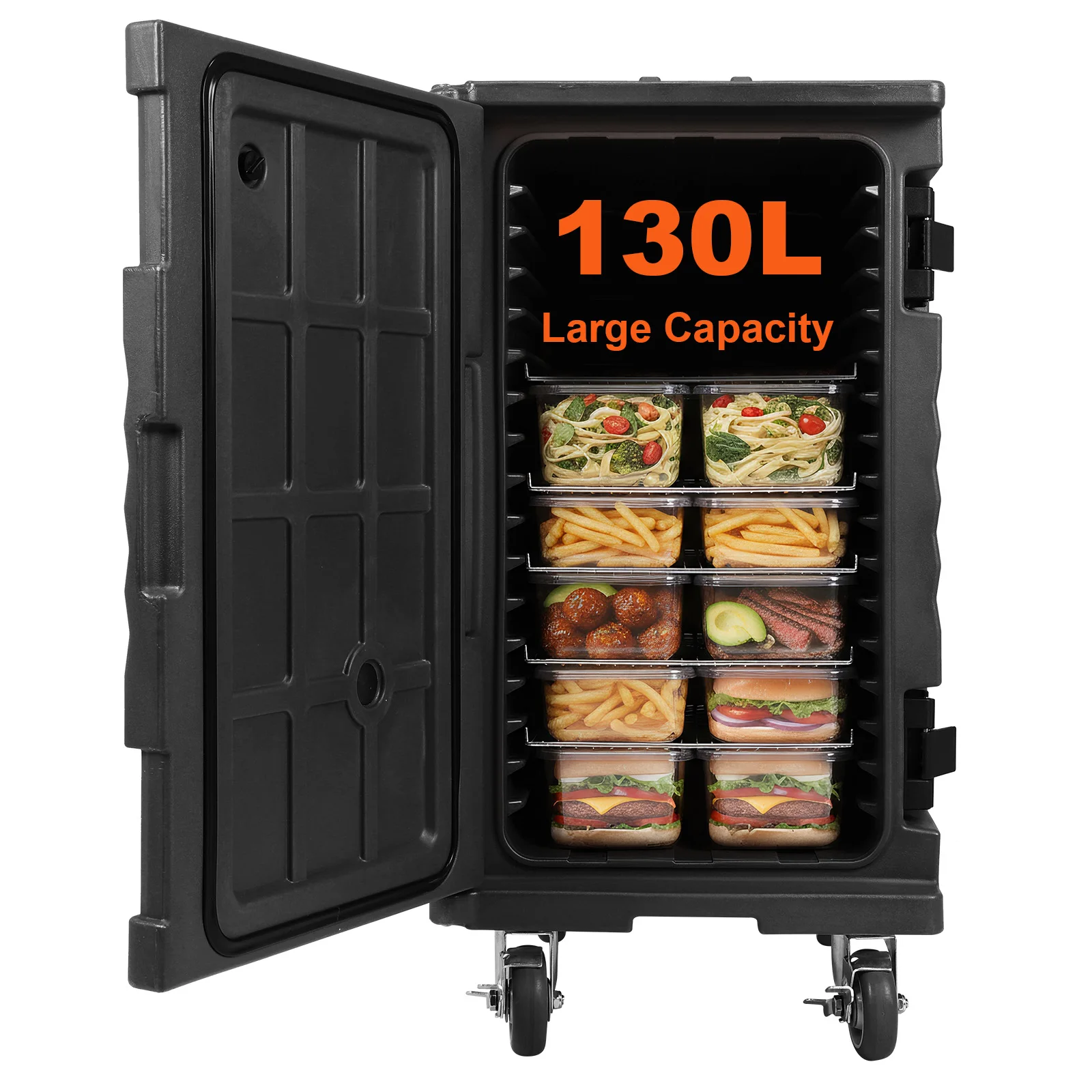 

118QT Front Loading Insulated Food Pan Carrier Insulated Ultra Food Tray Carrier with Wheels W/Handles for Restaurant Canteen