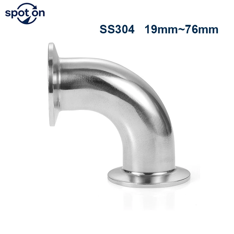 SS304/316L Stainless Steel 19mm-76mm OD Sanitary Tri Clamp Ferrule 90 Degree Elbow Pipe Fitting  Homebrew
