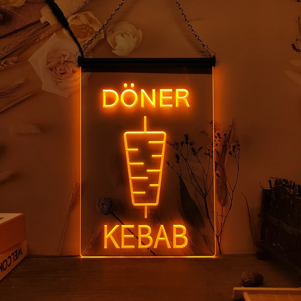 

Doner Kebab Restaurant Caf Decoration Bar-3D Carving LED Neon Sign Home Decor Wall Wedding Creative Bedroom Desk