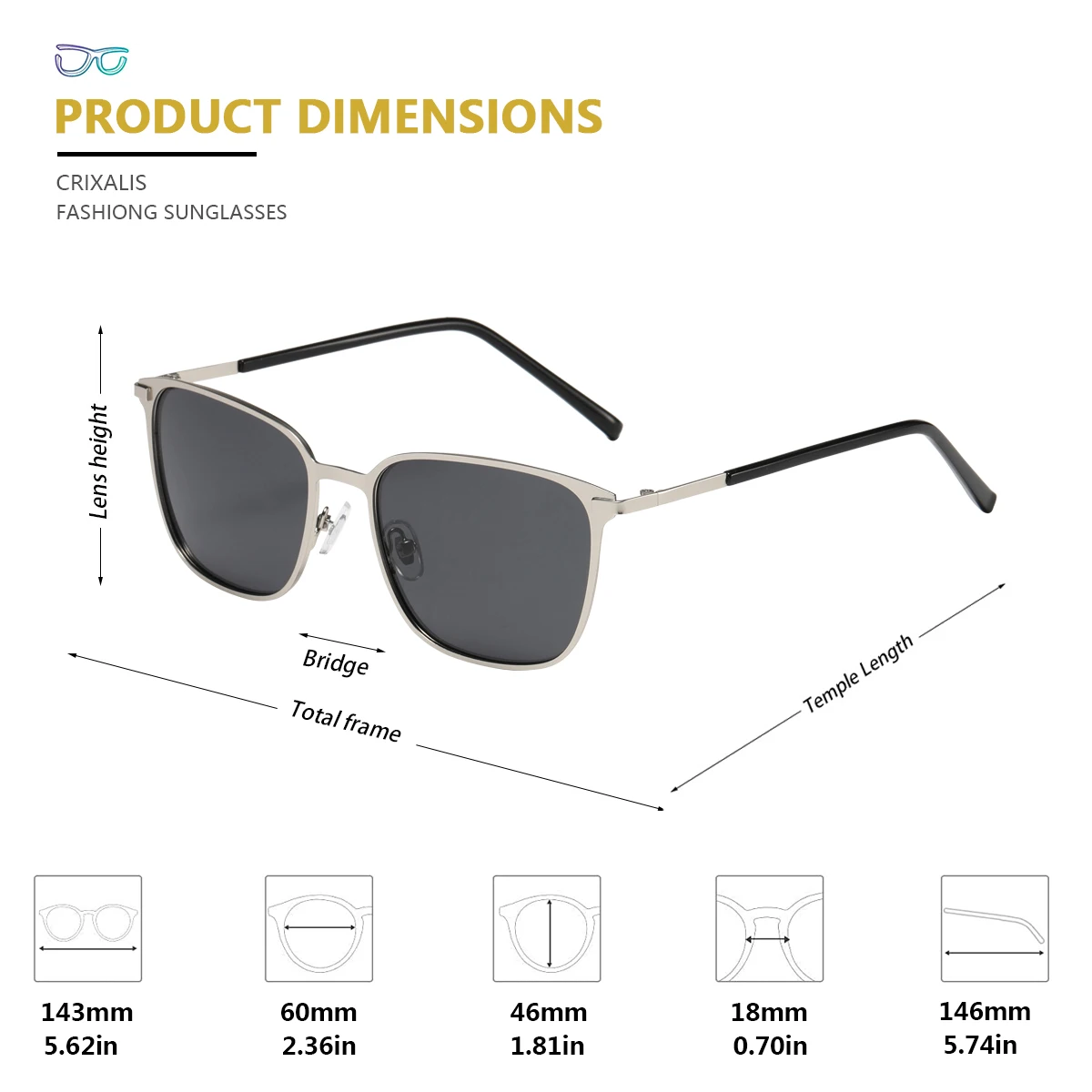 CRIXALIS Ultralight Polarized Sunglasses For Men Anti Glare Driving Sun Glasses Women Vintage Metal Square Trend Shades Eyewear