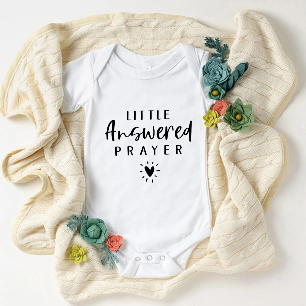 Little Answerer Prayer Newborn Baby Onesie European and American Fashion Cute Infant Clothes for Girl & Boy Cotton Summer Romper