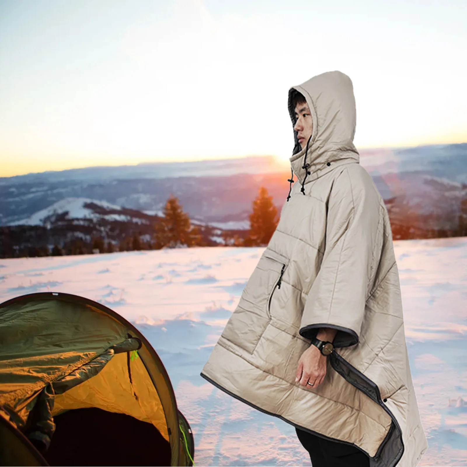 Outdoor Camping Warm Sleeping Bag Cloak Style Sleeping Bag Winter Poncho