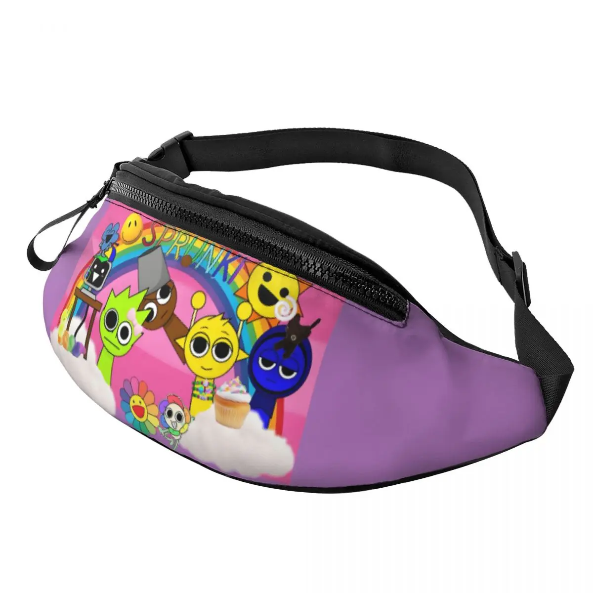 

Custom Fashion Sprunki Fanny Pack Women Men Music Game Crossbody Waist Bag for Travel Cycling Phone Money Pouch