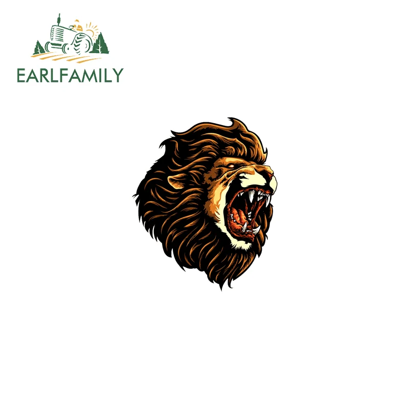 

Наклейки EARLFAMILY с головой рычащего льва для мотоциклов, привлекательные наклейки для рыболовных снастей, подходят для аксессуаров для тележек и внедорожников