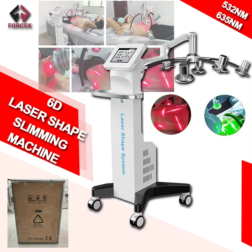 

2024 Dual Frequency 6D Laser Fast Fat Reduce 532NM 635NM Red Light Green Light Body 6D Laser Shape Slimming Machine With CE