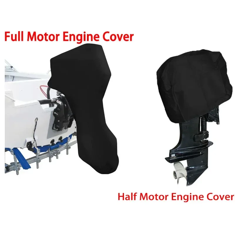 Half/Full 6-250HP Outboard Motor Engine Boat Cover Black Oxford Waterproof Anti-scratch Heavy Duty Outboard Engine Protector