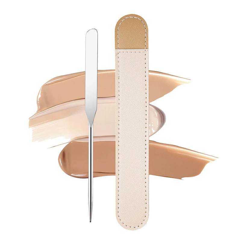 

Stainless Steel Double Head Makeup Scraper PU Bag Log Rosewood Foundation Cream Mixing Stick Makeup Tool