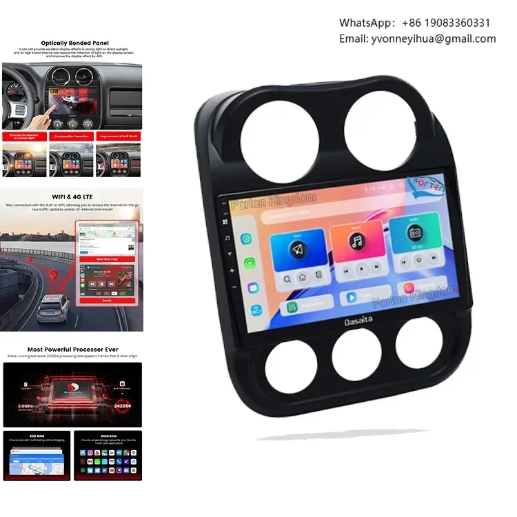 

Dasaita 10.2 Inch Wireless CarPlay & Android Auto GPS Navigation Stereo Head Unit Car Player For Compass Patriot 2009-2016