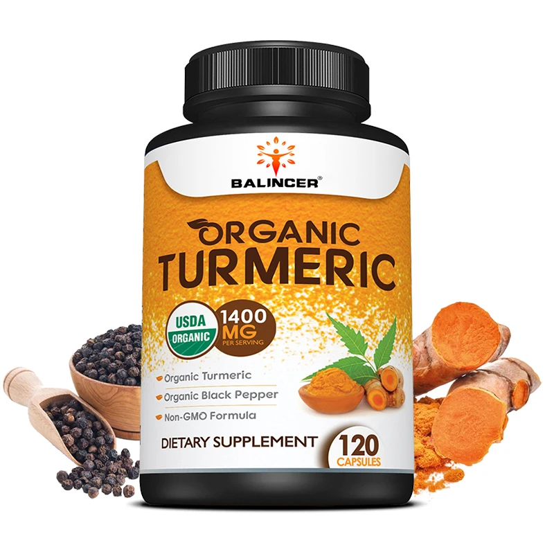 Organic turmeric capsules, fortified with organic black pepper, support joint comfort, immunity, and liver health