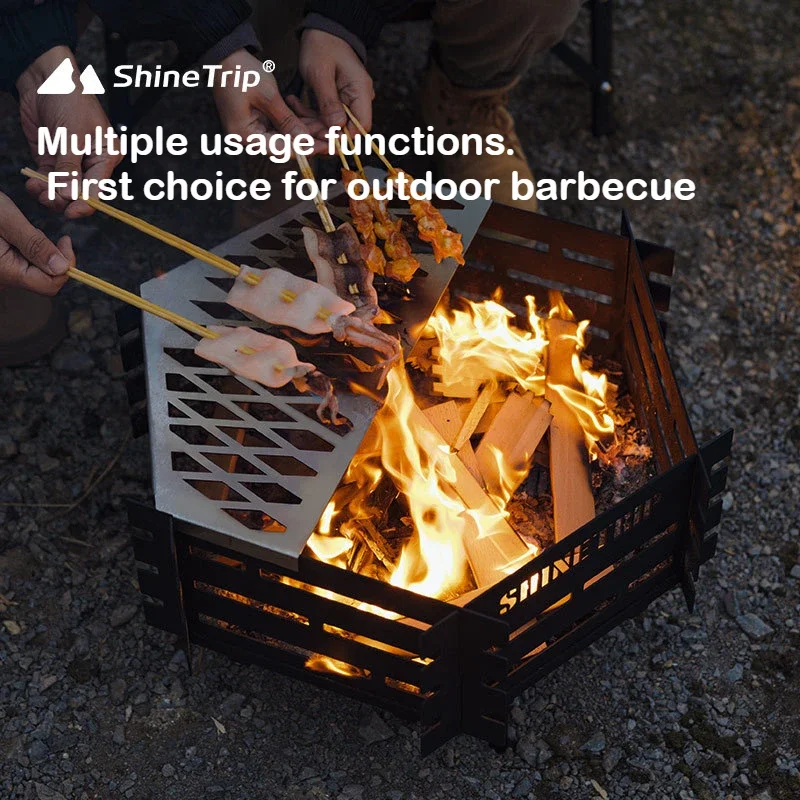 Outdoor Camping Fire Stove Removable Folding High Temperature Corrosion Resistance Carbon Steel Grill Net Picnic Fire Travel