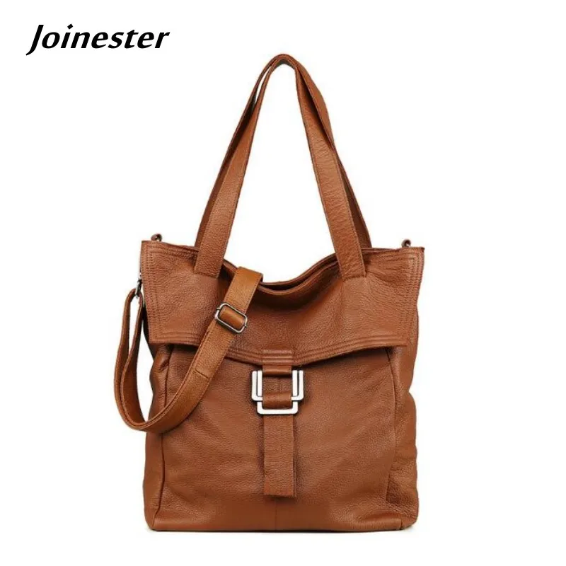 

Unisex Full-grain Leather Large Tote Pure Color Vintage Casual Shoulder Bag with Zipper for Shopping Travel Satchel Purse