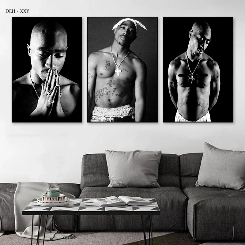 

Rapper Posters HiP Hop Singer Canvas Print Painting Rap Legend Black and White Wall Art Pictures Home Room Decor