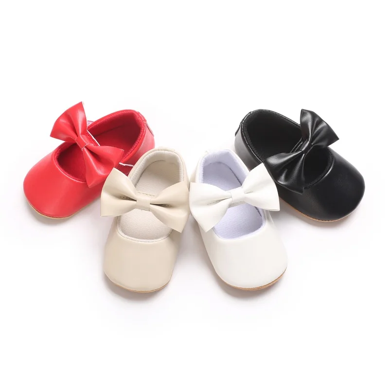 

4-Color Baby Girl Mary Jane Flat Shoes with Bow Princess Formal First Walking Shoes Comfortable Soft Sole Infant Footwear