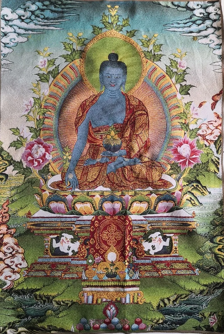 

36" Tibet Tibetan Cloth Silk Buddhism Medicine Buddha Thangka mural Thangka mural