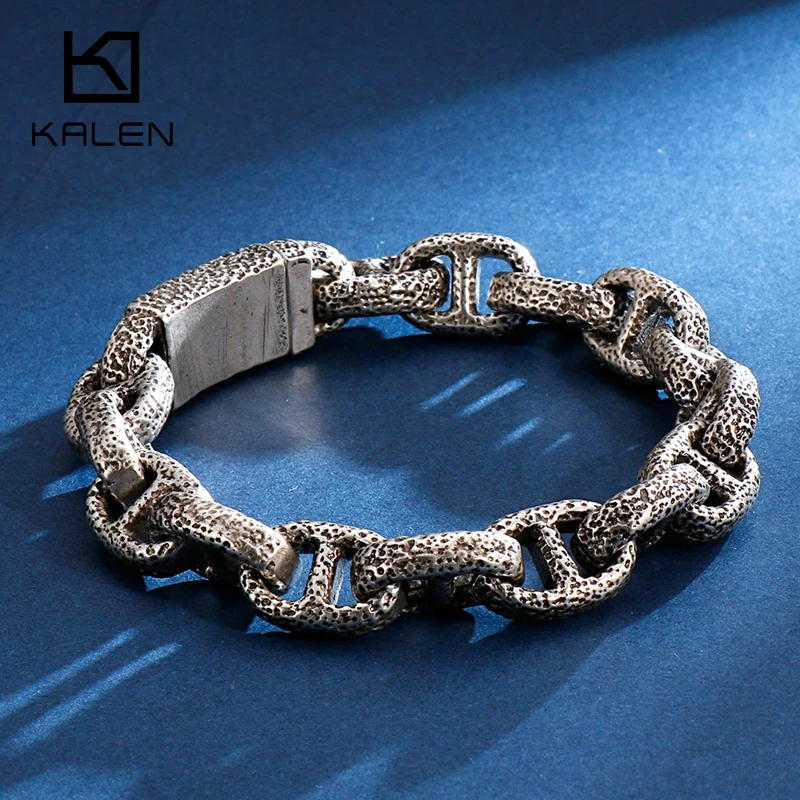 KALEN Punk Men Vintage Bracelets for Men Stainless Steel Motorcycle Bracelets Male Jewelry Accessories Gifts