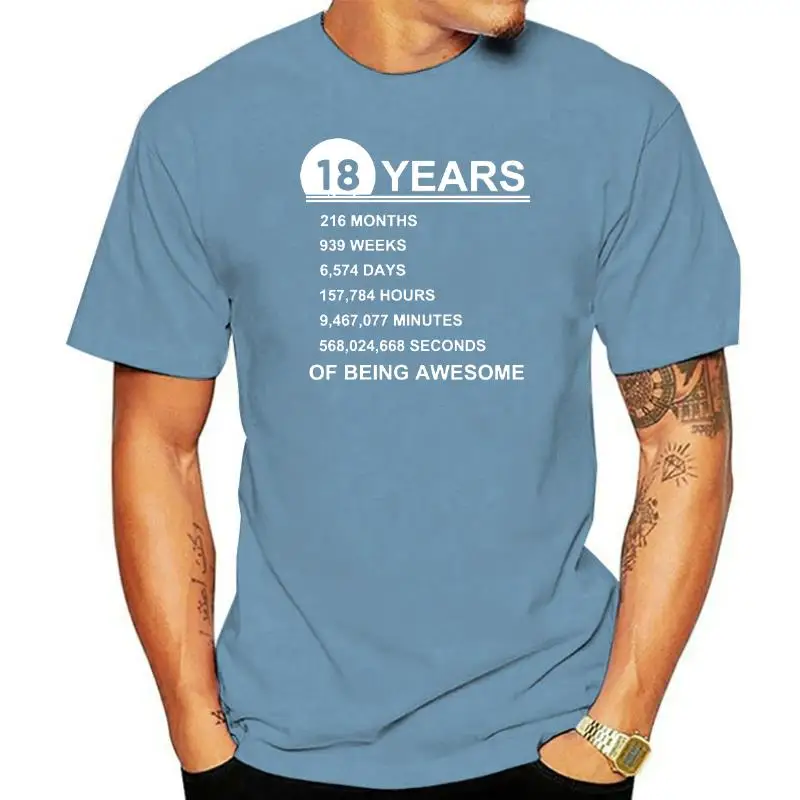 Vintage 18th Birthday Gift Idea T-Shirt 18 Years Old Of Being Awesome Anniversary T Shirt Cotton Youth Boy Present Tops Tees