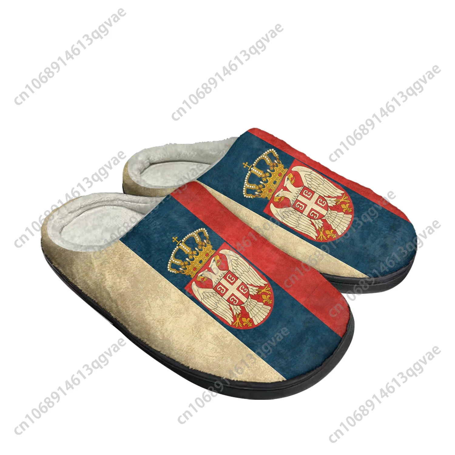 Serbian Flag Home Cotton Custom Slippers Mens Womens Sandals Serbia Plush Bedroom Casual Keep Warm Shoes Thermal Slipper