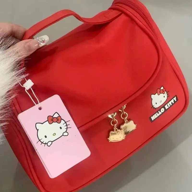 Ins New Sanrio Hellokitty Hand Cosmetic Bag Kitty Cute Large Capacity Portable Storage Bag Skin Care Product Storage Bag Gifts