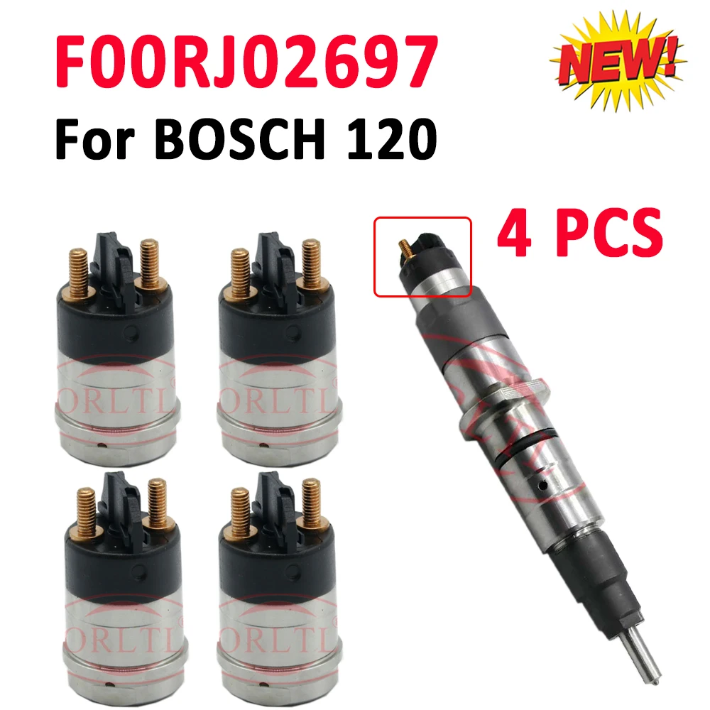 

0445120032 4pc F00RJ02697 Fuel Injector F 00R J02 697 Diesel Injection Solenoid Valve for Bosch Dodge Cummins 5.9L 0445120273