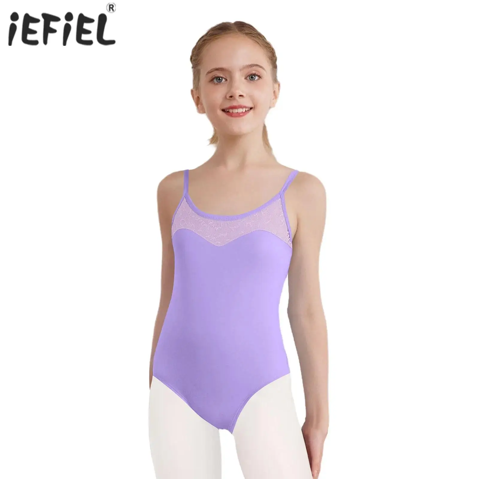 Crianças meninas rendas retalhos ballet collant cintas de espaguete bodysuit para ginástica dança wear prática exame desempenho