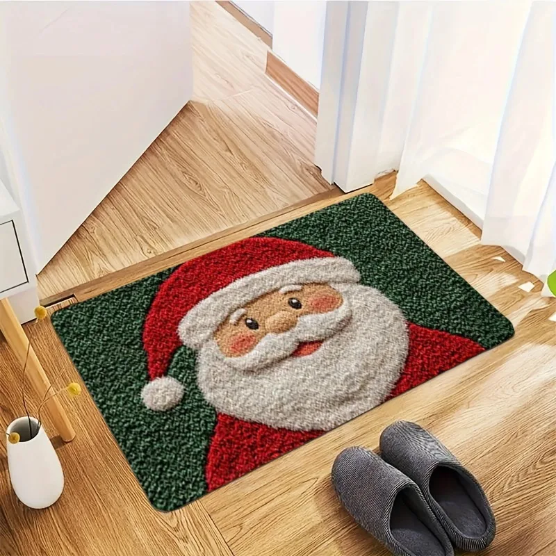 Christmas Crystal Velvet Floor Mat Xmas Holiday Decoration New Year 2026 Santa Claus Carpet Bathroom Kitchen Absorbent Foot Rug