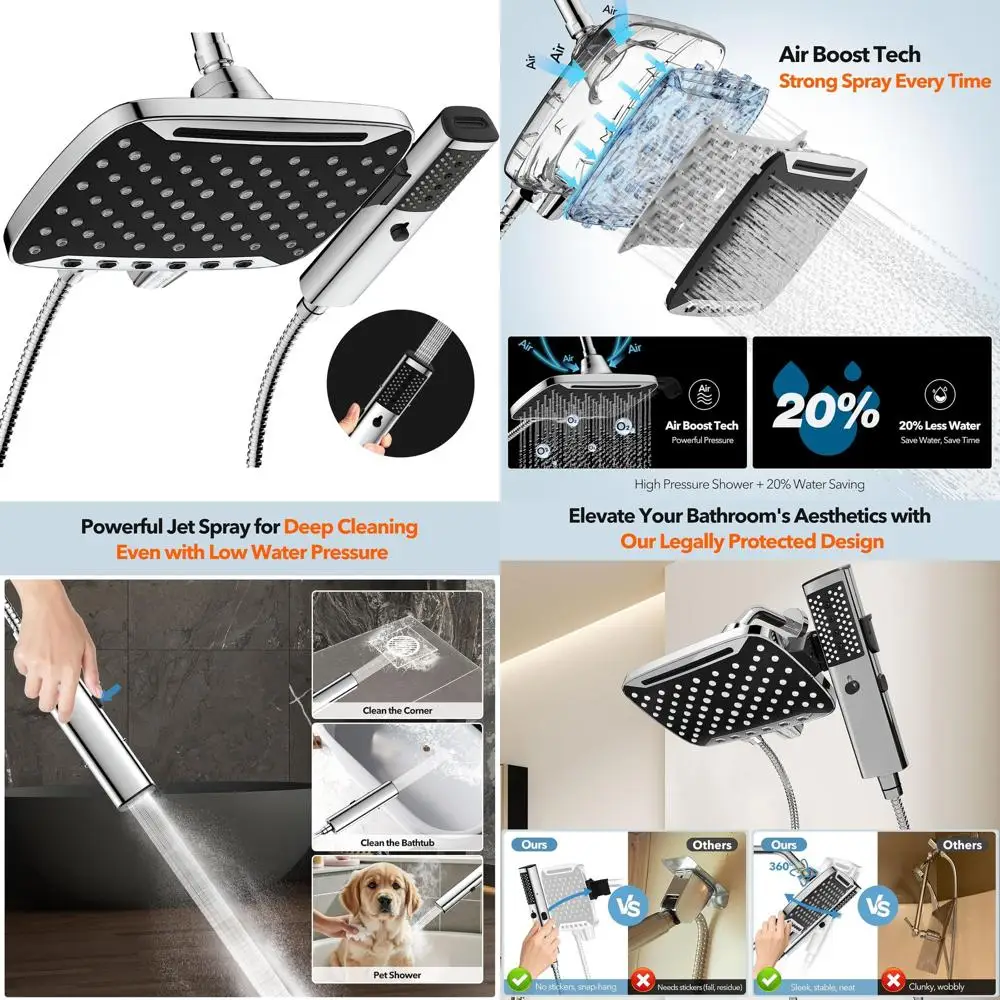 

10 Rainfall & Handheld Dual Shower Head with 7 Spray Modes and Stainless Steel Hose