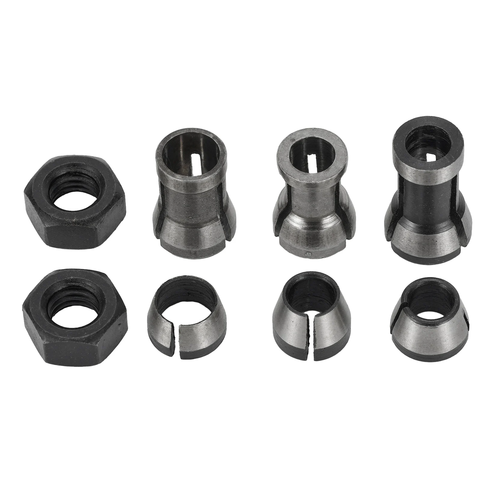 8pcs 6mm 6.35mm 8mm Router Bit Collet Chuck Adapter Clamping Nuts For Engraving Trimming Machine Router Milling Cutter Access