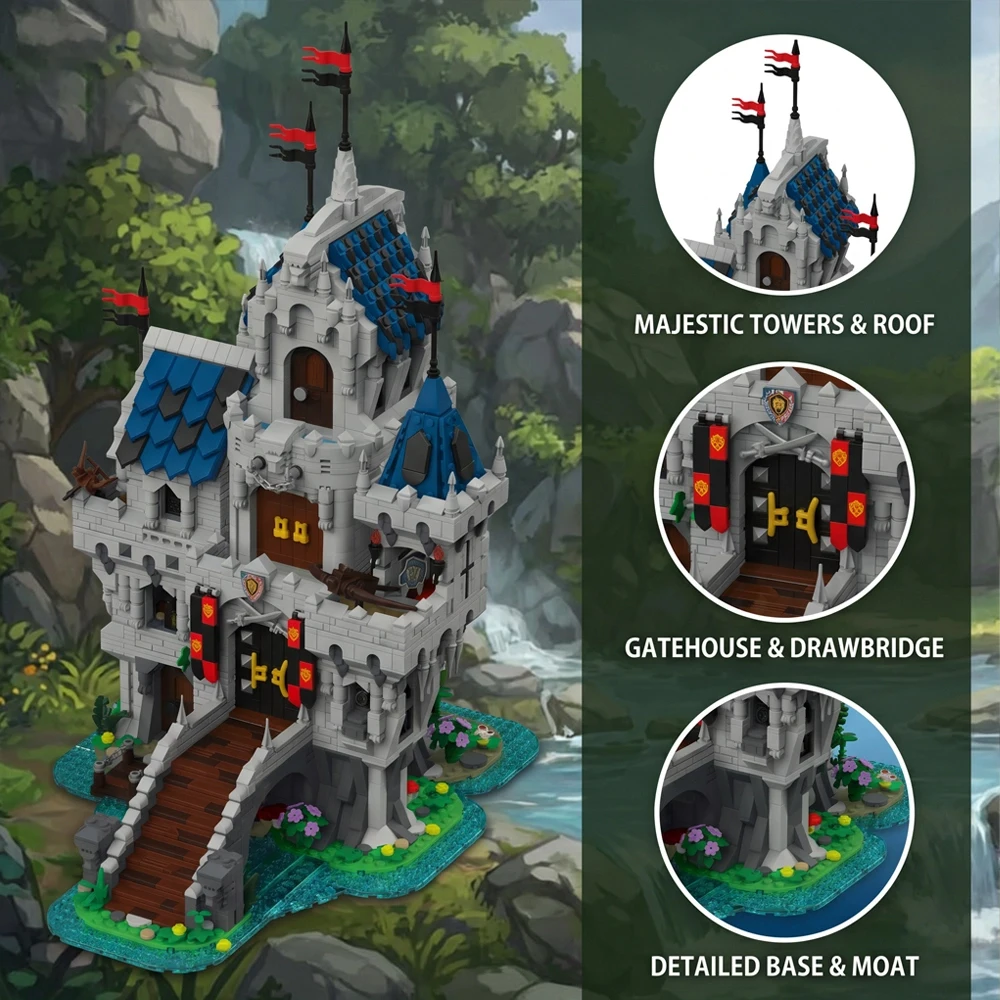 Lion Castle Royal Modular Buildings Blocks Sets Medieval Fortress City Street View House Architecture Assembly Brick Model Kit Adults DIY Collectible Gift 3967PCS