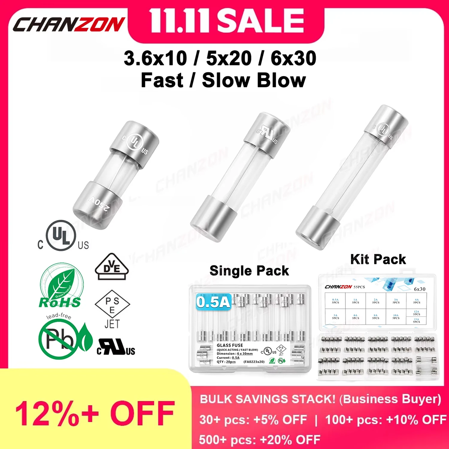 

3,6x10 5x20 6x3 0 фотолампа стеклянный комплект предохранителей 0.5A 1A 2A 2.5A 3A 4A 5A 6A 6.3A 8A 10A 12A 15A 125V 250V 5x20mm ассортимент