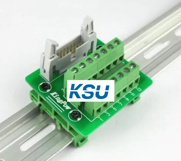 IDC14Pin 2.45mm IDC-14 Pin Male Connector to 14-Pin Terminal Block Breakout Board Adapter PLC Relay Terminals DIN Rail Mounting