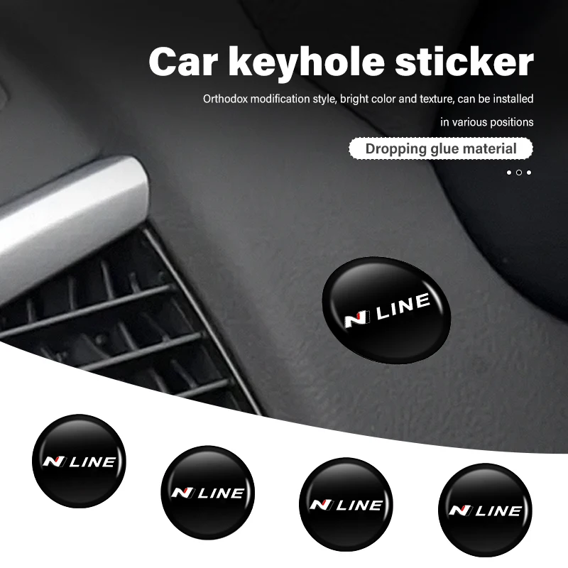8pcs Car Handle Door Keyhole Lock Core Protector Cover Sticker For Hyundai N Line Tuscon NX4 I20 I30 I10 Sonata Elantra