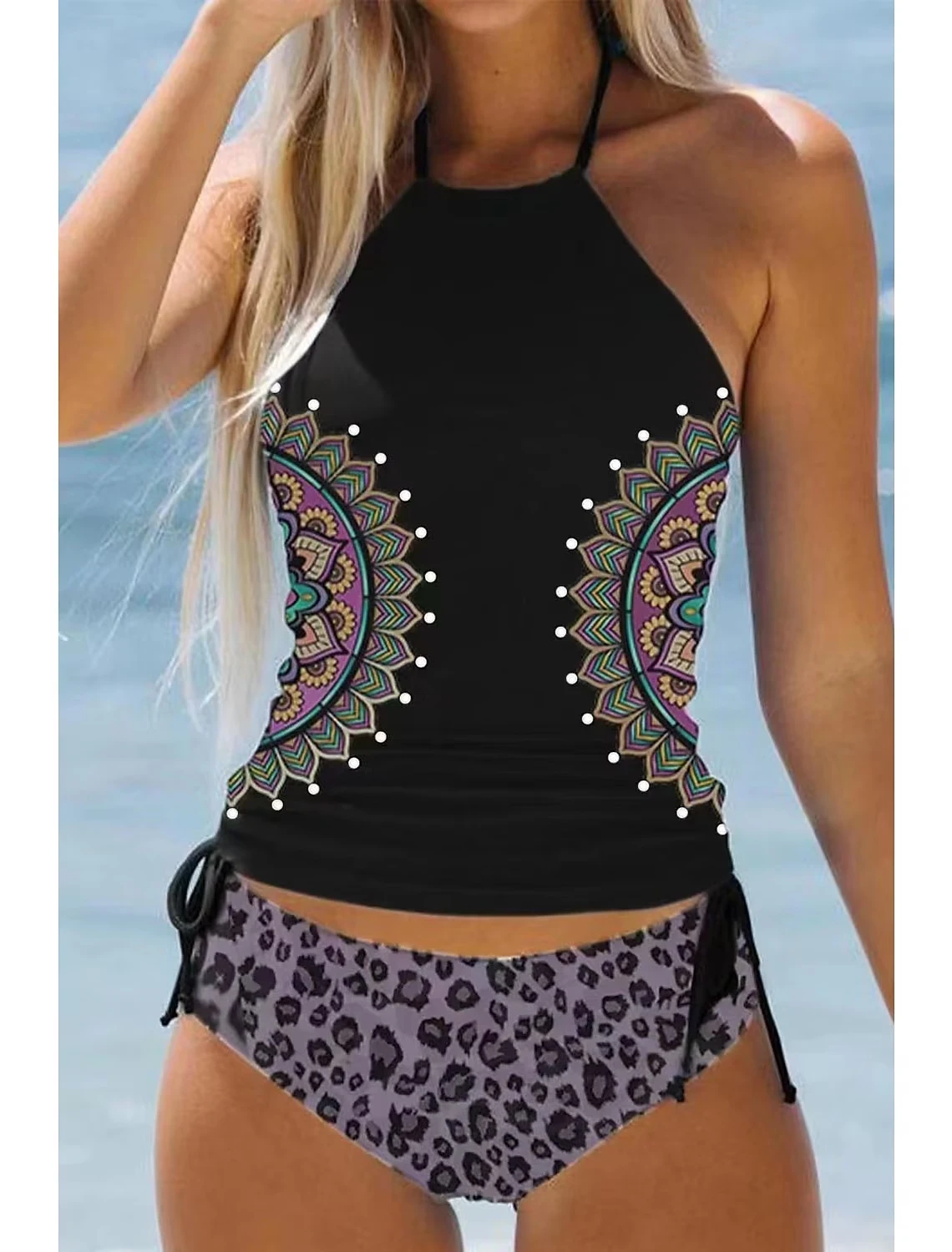 Traje de baño de dos piezas para mujer, Tankini con estampado de diseño, Monokini, novedad de verano, 2023