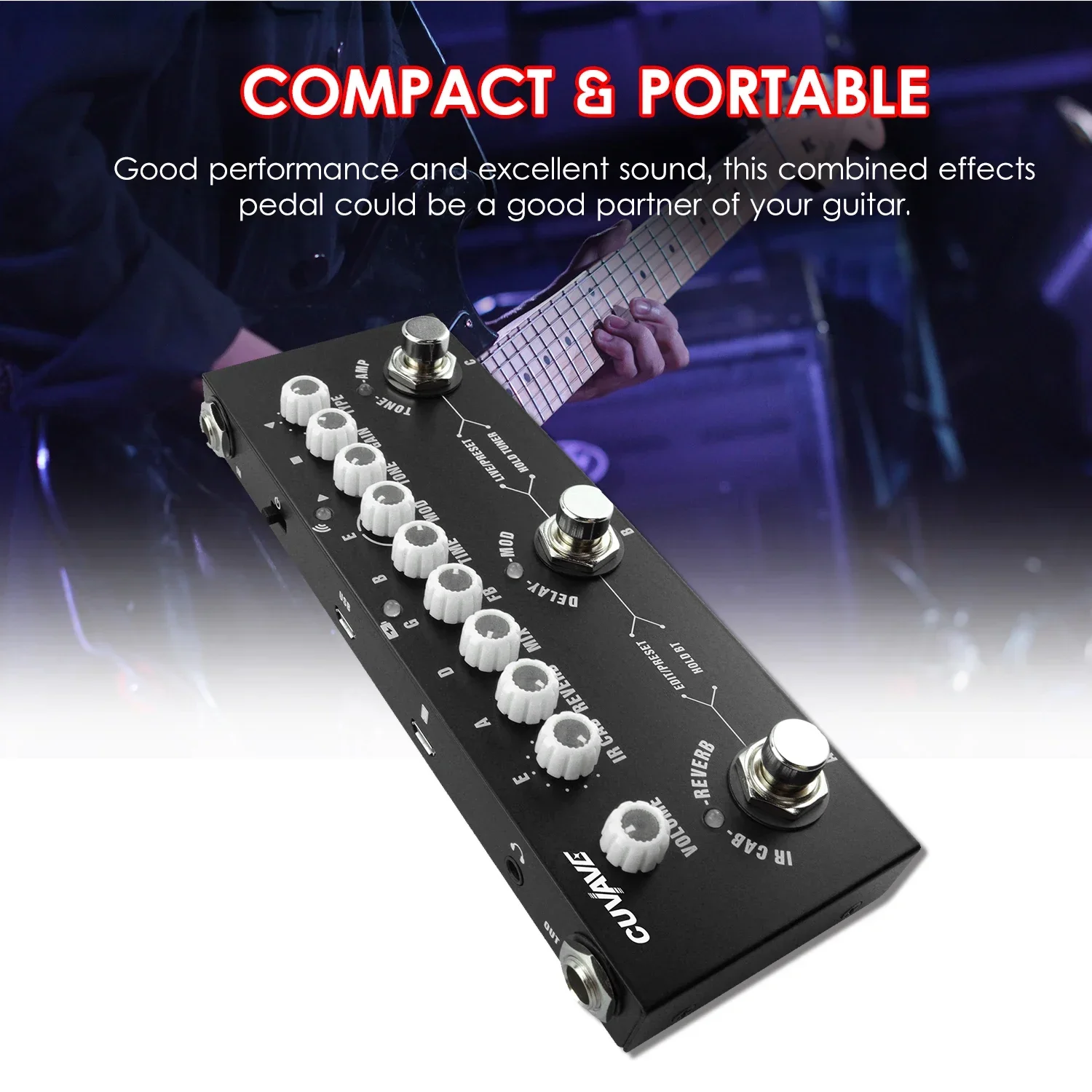 

M-VAVE CUVAVE Tank-G Cube BABY Rechargeable Guitar Multi-Effects Pedal Delay Reverb Chorus Effects For Electric Guitar / Bass
