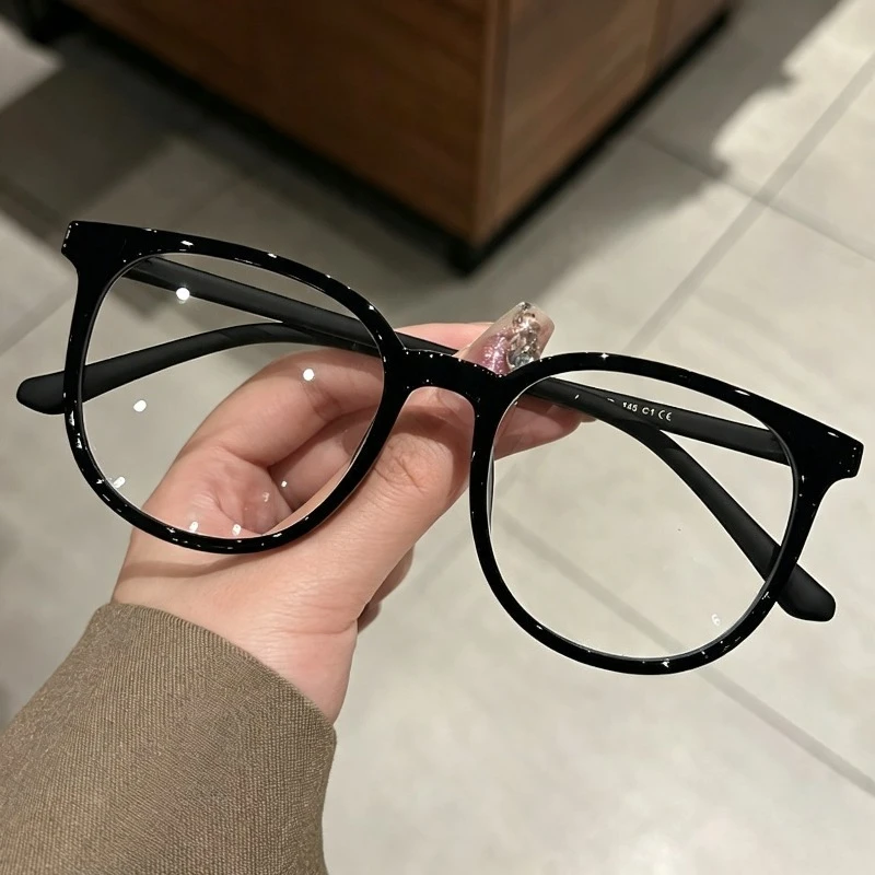 1pcs Unisex Large Round Clear Lens Retro Glasses, Computer Eyewear All Match for Autumn Winter Daily Gift