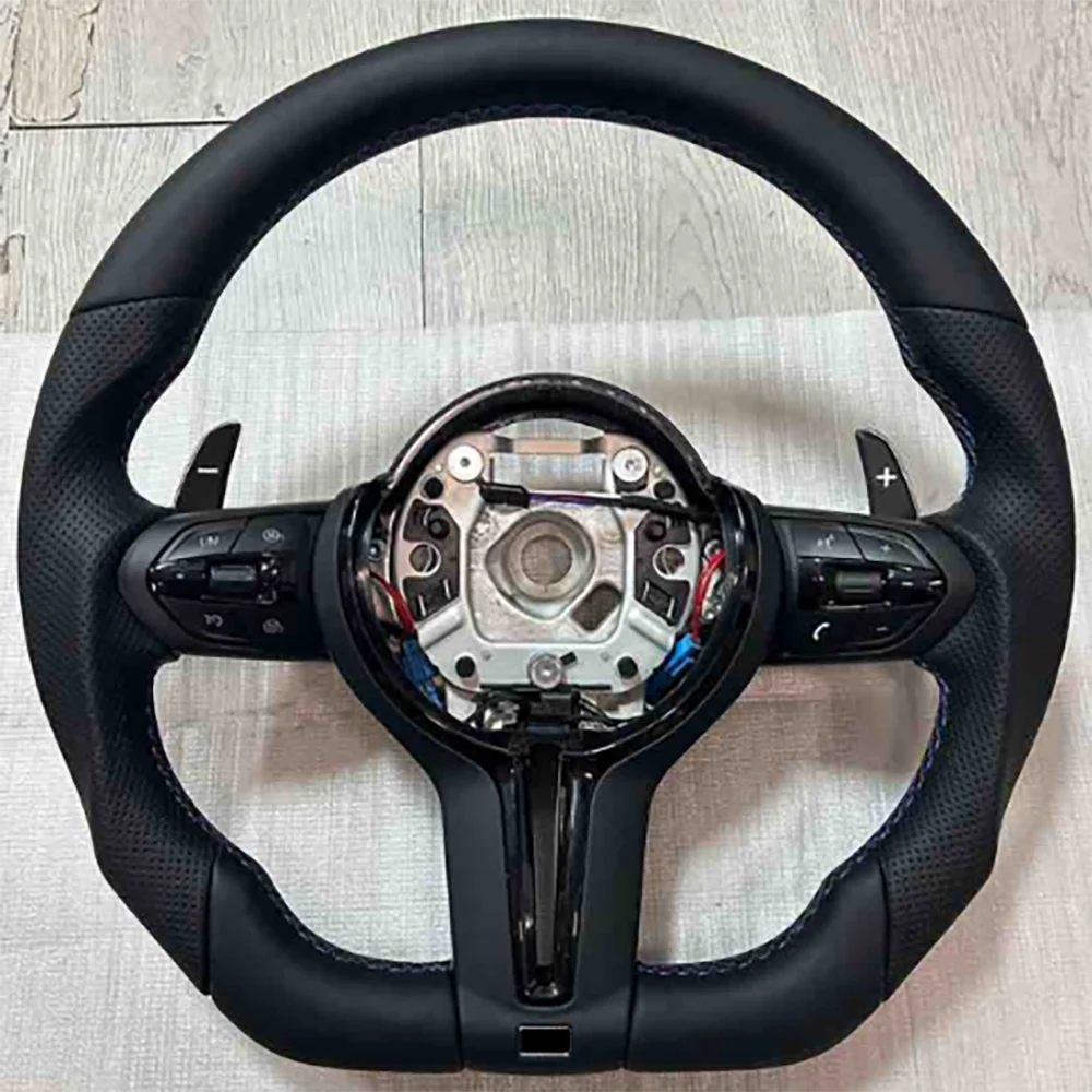 

For BMW F30 F31 F32 F10 F20 F07 F01 E46 E60 E90 Color Stitching Perforated Leather Sport Steering Wheel M Logo Car Assembly