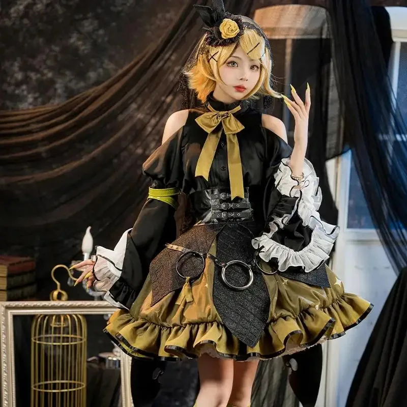 

В НАЛИЧИИ UWOWO Косплей Kagaminee Rinn x Rascal Collab Witchh Gothicc Хэллоуин Косплей Костюм