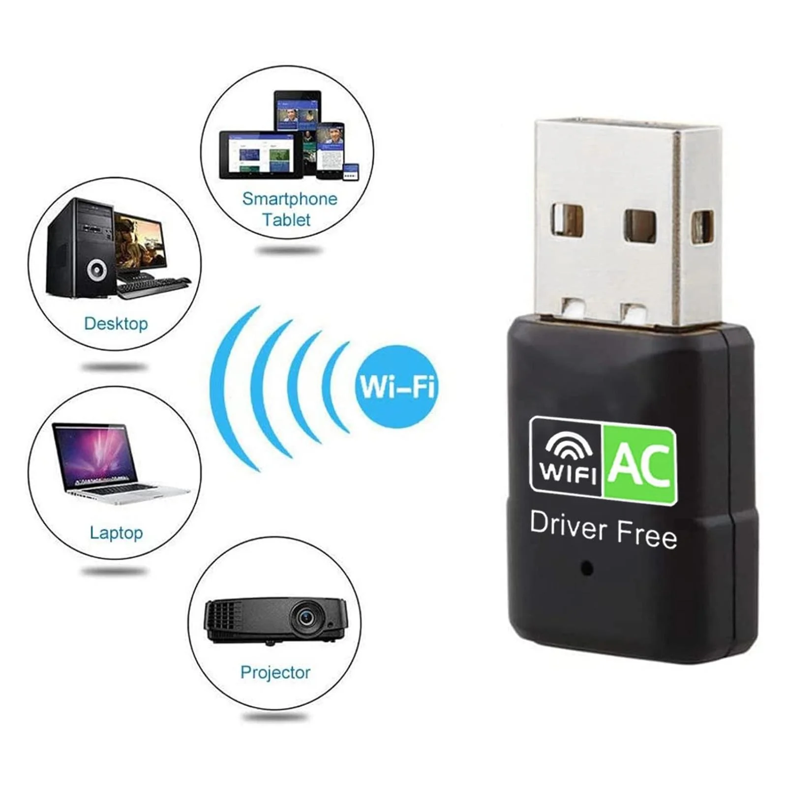 محول واي فاي USB AC600، ثنائي النطاق 2.4 جيجا/5 جيجا هرتز شبكة لاسلكية صغيرة دونجل للكمبيوتر المكتبي والكمبيوتر المحمول، يدعم نظام التشغيل Windows 11/10 #6