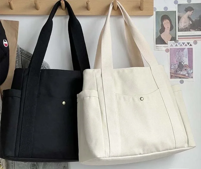 Große Canvas-Tragetasche, Schultertasche für den Arbeitsweg, Handtasche für Studenten, Büchertasche für den täglichen Gebrauch im Freien – Detail 18