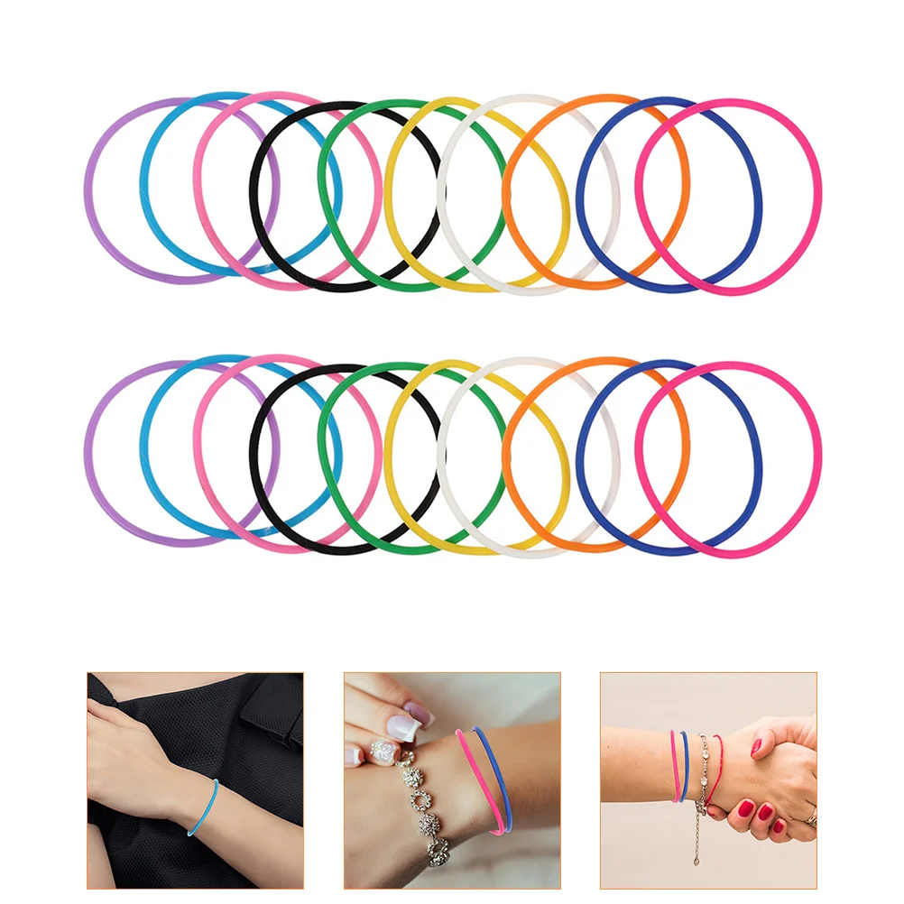 20 Pcs Silicone Bracelet Wristbands Jelly Bracelets Soft DIY Silica Gel Multi-function Unisex Man