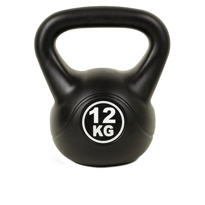 Sprzedaż hurtowa domowa siłownia czarny 2 4 6 8 10 12 KG stały czajnik-dzwonek damski małe hantle Cement plastikowy kettlebell