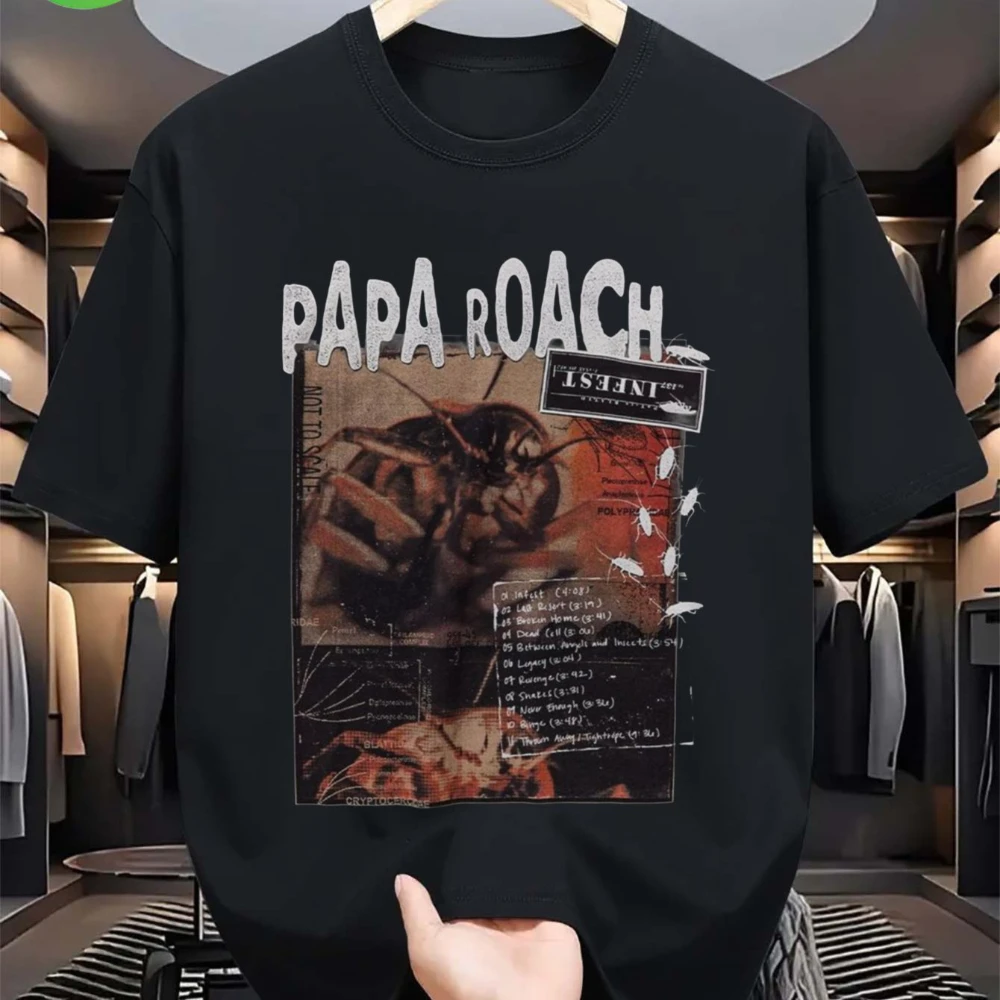 Unisex Papa Roach Infest Tracklist T-Shirt Full Album Song Print Stretchable Fit Cotton Tee Band Tracklist Wear for Concerts