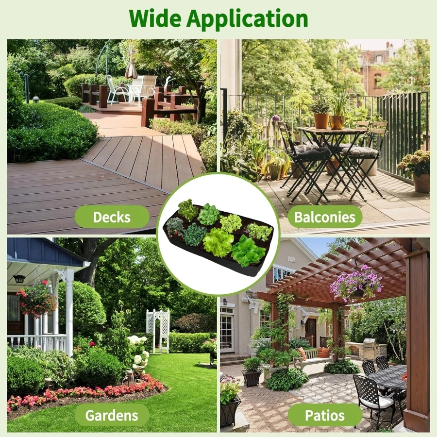 Fabric Raised Garden Bed, Large Garden Grow Bags Breathable Planting Containers with 4/8 Grids Reusable Heavy Pot Garden Tool