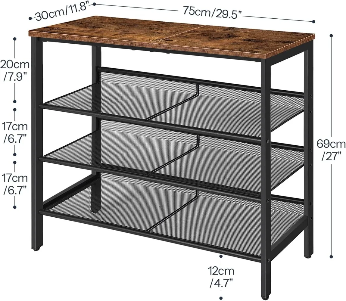 HOOBRO Shoe Rack for Entryway, 4-Tier Shoe Organizer with Adjustable Mesh Shelves, 12-15 Pairs of Shoes, Durable Spacious