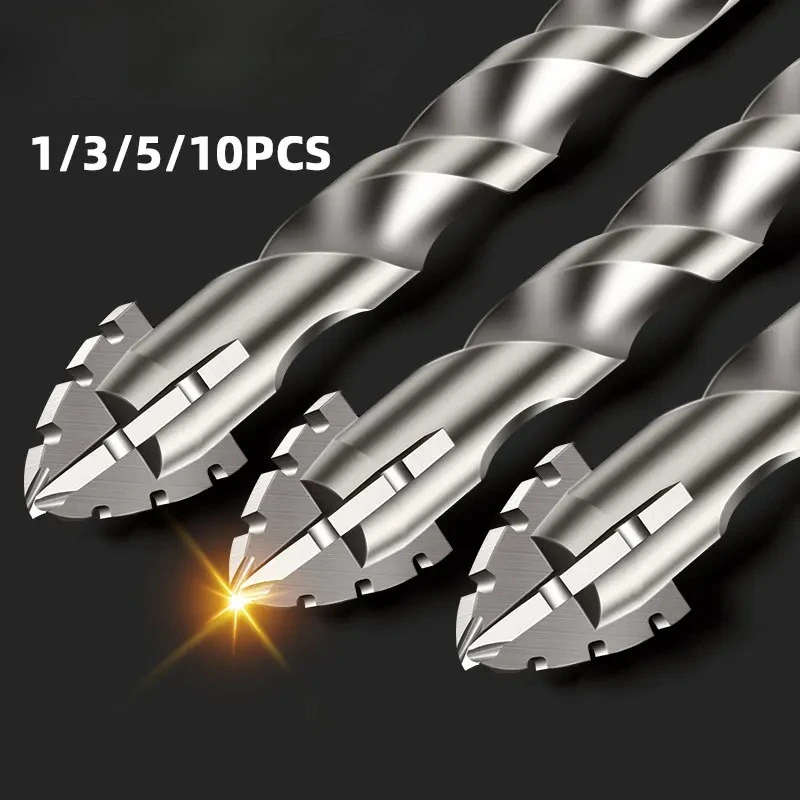 HUHAO 1/3/5/10 個四刃鋸歯状偏心ドリルビットセットスキュー頭高硬度六角コンクリート特殊 CNC ドリルビット