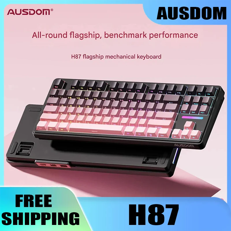 

AUSDOM H87 Mechanical Keyboard 87-Key Hot Swappable 10000mAh Wireless RGB Agile Customized Hifi Switch Gasket Game Keyboard Gift